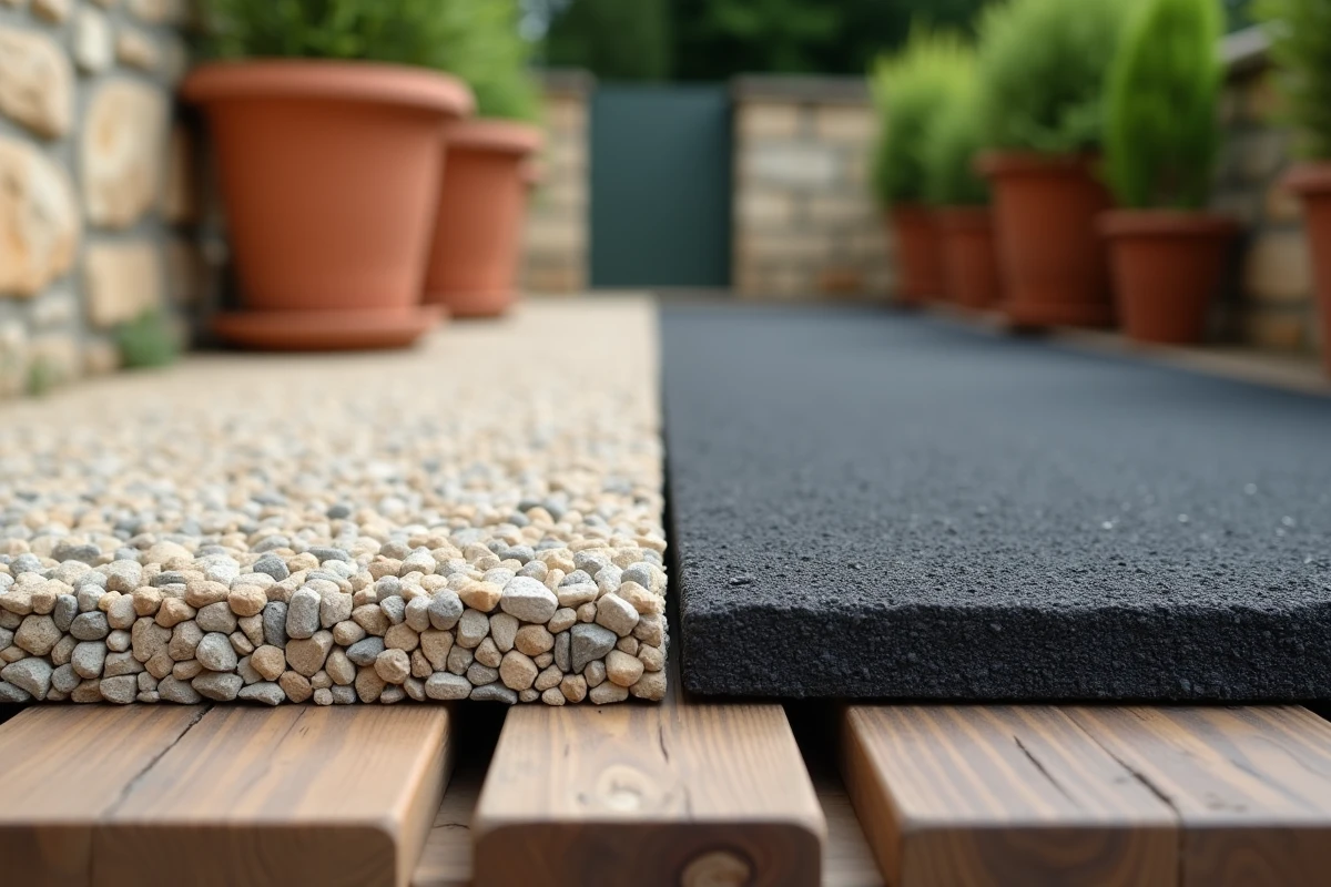 Comparaison de matériaux béton désactivé et enrobé bitumineux pour une allée de jardin