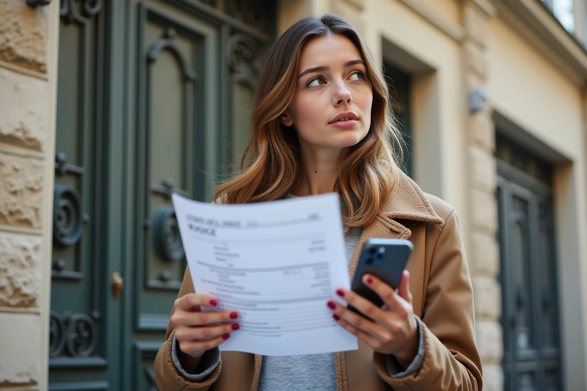 Jeune femme examinant une facture de serrurier
