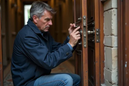 Serrurier réparant une porte parisienne ancienne