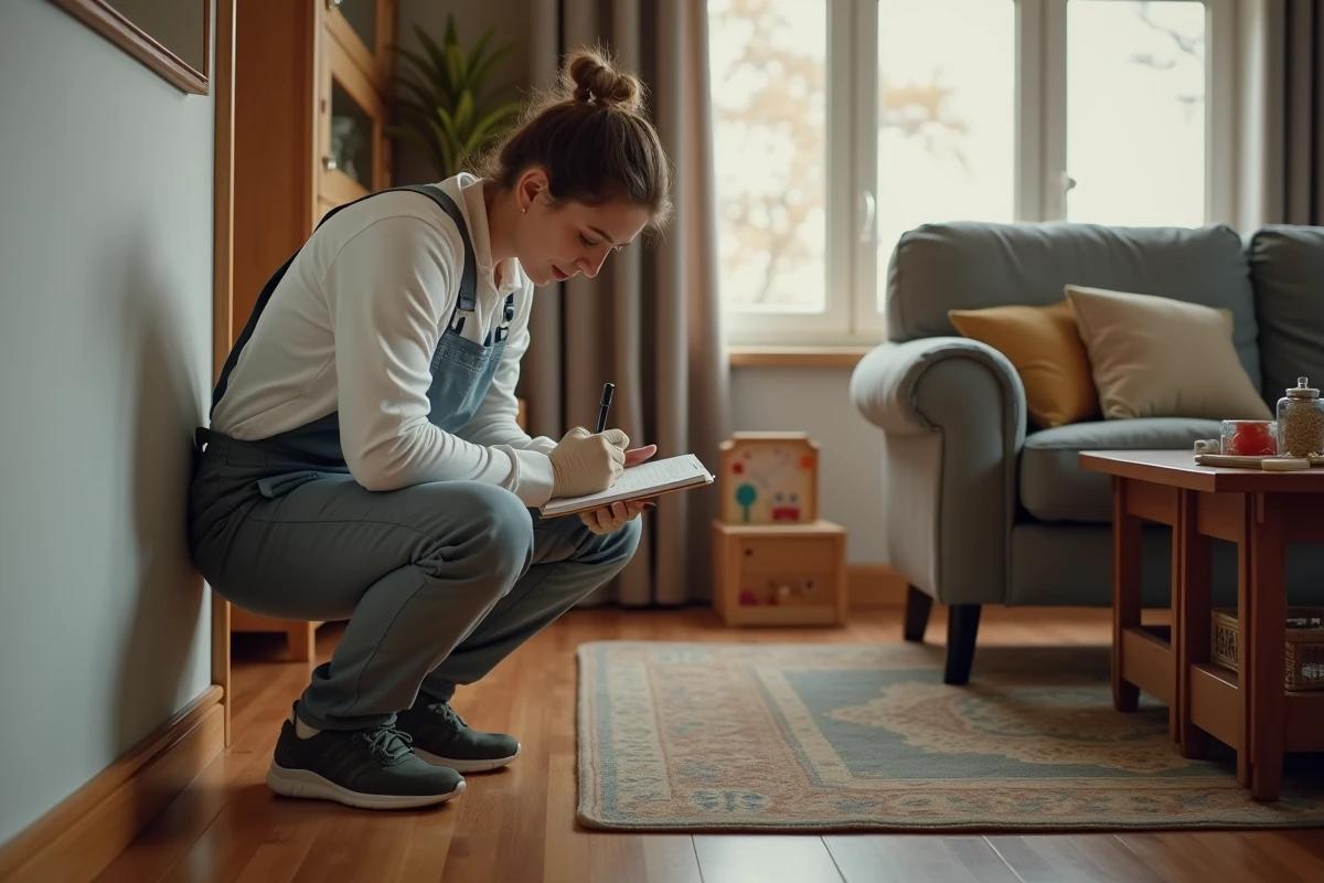 Technicien en pest control inspecte une infestation de maggots